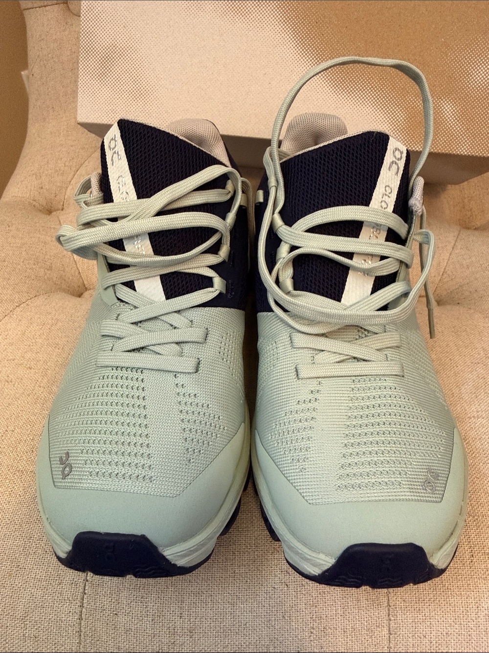 On Running Women's Mint Green and Navy Cloudrunner Athletic Shoes - Picture 5 of 8